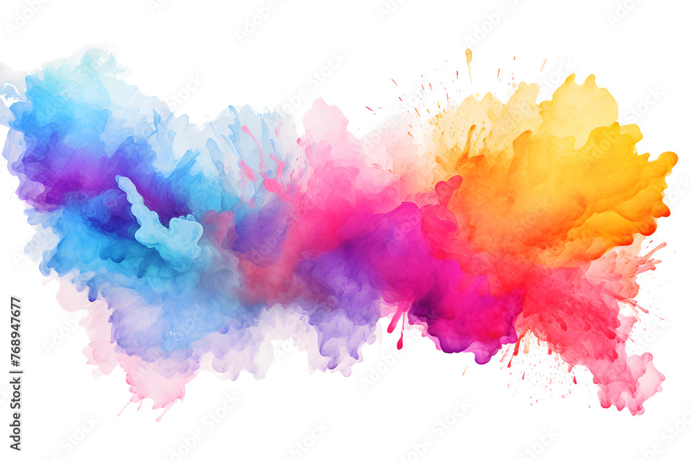 Multicolored rainbow ink stains Splashed with watercolor splashes watercolor vector transparent background