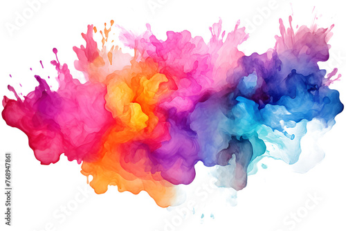 Multicolored rainbow ink stains Splashed with watercolor splashes watercolor vector transparent background photo