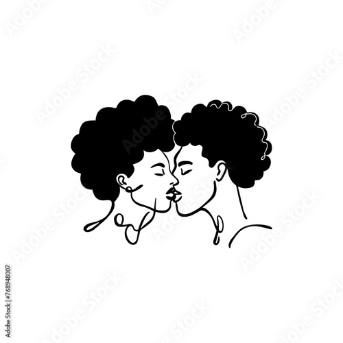 Couple Romantically Engaged In A Kiss	