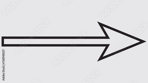 Black large forward or right pointing solid long arrow icon sketched as vector symbol