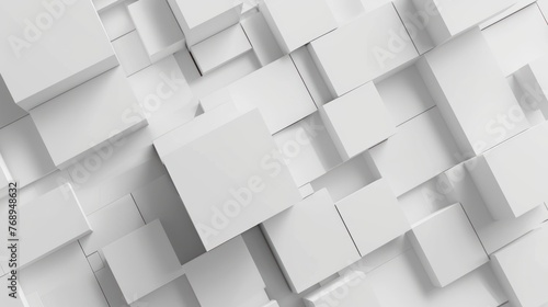 White cube abstract graphic background, 3d illustration for graphic design projects