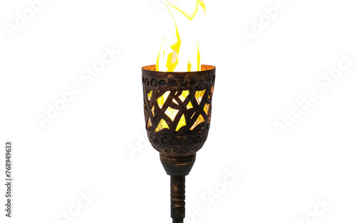 Solar-Powered Tiki Flame Lamp , Radiant Solar Tiki Torch Glow , Solar Flaming Tiki Torch Light,PNG Image, isolated on Transparent background.