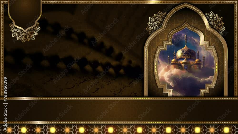 animated luxury islamic background , golden muslim mosque design video ...