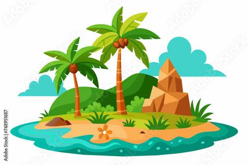  represents tropical island design on white background