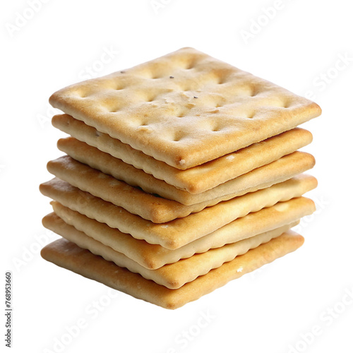 Stack of saltine crackers isolated on transparent background photo