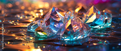 Prismatic crystals of light refract and reflect.