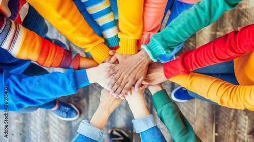 Wallpaper Mural Diverse hands connecting for teamwork, empathy, partnership, and social connection in business Torontodigital.ca
