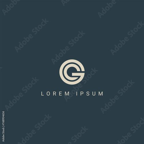 Minimal creative initial based CG logo and GC logo. Letter CG GC creative elegant monogram white color on black background