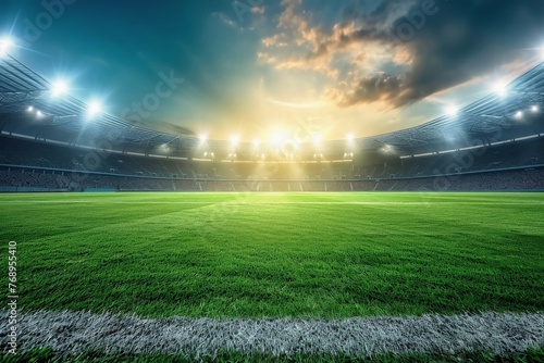 A soccer sports championship background on a playing field.