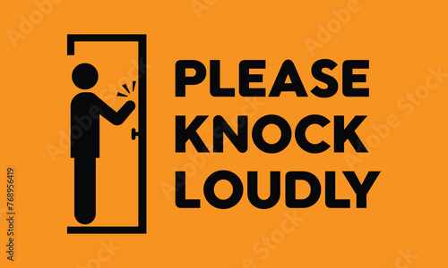 please knock door sign vector photo