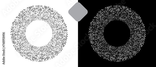 Abstract background with rhombuses in circle. Art design circle as logo or icon. A black figure on a white background and an equally white figure on the black side.