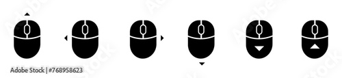 Vector icons for clicking on a computer mouse. Vector cursor icons for PC. Collection of vector icons of buttons on a computer mouse