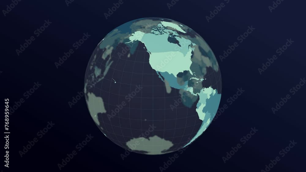 The globe with world map. Dark translucent earth planet in dark mint colors rotating. Second turn changes colors to red hues. 4k authentic loop animation. The globe with world map. Dark translucent earth planet in dark mint colors rotating. Second turn changes colors to red hues. 4k authentic loop animation.