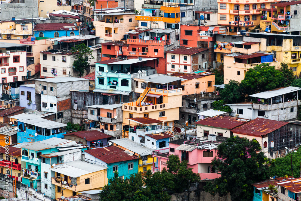 Detalle de Barrio Santa Ana, favelas de Guayaquil, Ecuador