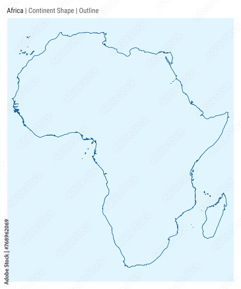 Africa. Simple vector map. Continent shape. Outline style. Border of Africa. Vector illustration. Africa. Simple vector map. Continent shape. Outline style. Border of Africa. Vector illustration.