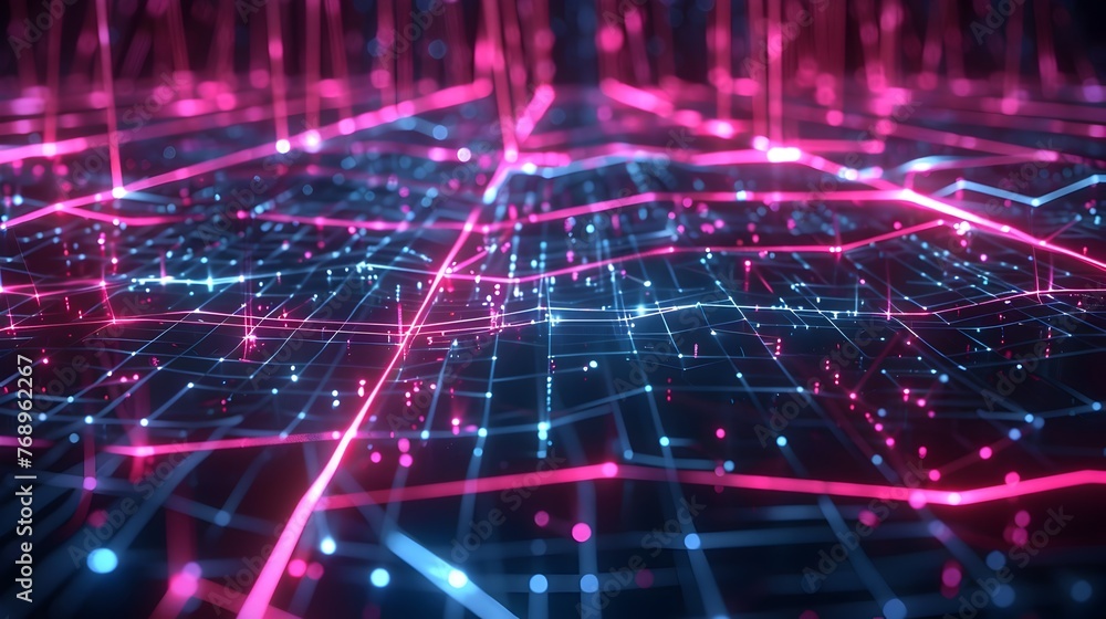Interconnected 3D Neon Matrix: Infinite Digital Network