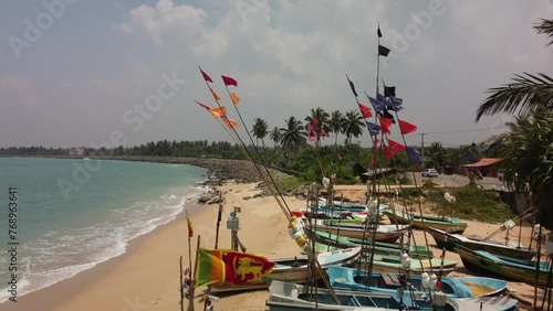 Top view of the beach with waves