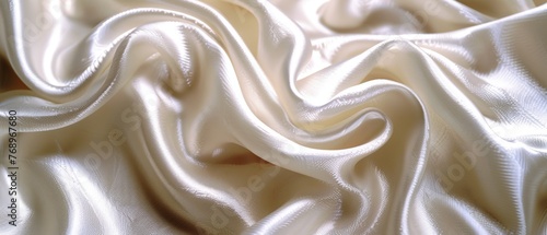  A close-up of white fabric with a wavy design on both ends exudes softness