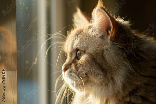 Curious Cat Looking Out Window © reddish