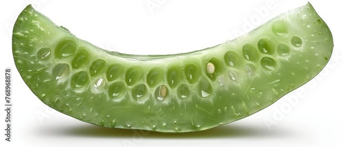   A detailed image of a cucumber with water beads on its skin against a pure white backdrop