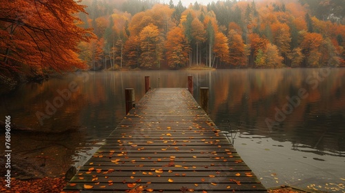 Autumnal serenity on the dock a peaceful retreat into nature