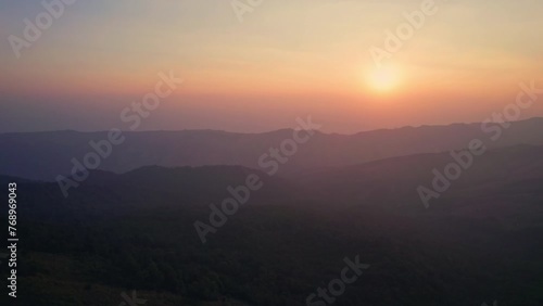 Wallpaper Mural Colorful sunrise over mountain range in tropical rainforest at Phu Lom Lo, Phu Hin Rong Kla national park Torontodigital.ca