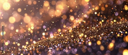  A well-defined picture featuring a golden and lilac backdrop with multiple tiny lights originating from above