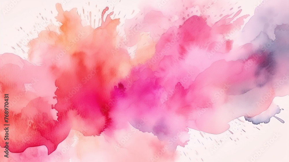 Pink water color abstract background with splashes