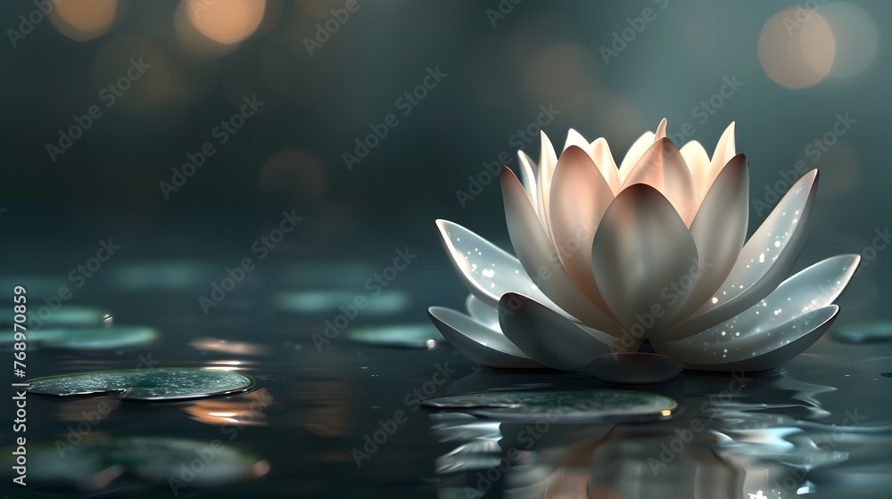 Ethereal Lotus Flower in 3D Rendering: Symbol of Tranquility and Harmony