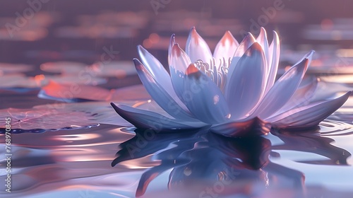Lotus in Pastel Waters: A Graceful Symbol of Peace and Harmony in a Dreamy 3D Rendering