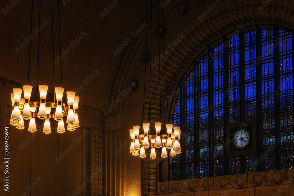 Obraz premium Interior Lamp Lights at Rautatieasema Train Station Helsinki