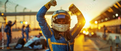 Racing Driver Celebrates Victory