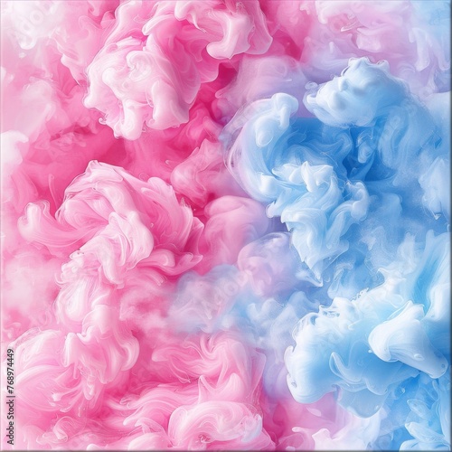 Pink and Blue Abstract Smoke Art 