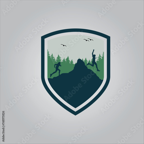 Free Download Running shield logo design vector graphic of illustration  - GFXLoad