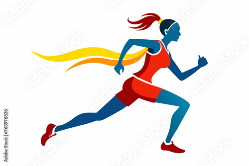 Runner athlete girl silhouette on white background © Chayon Sarker