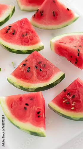 Slices of Watermelon on a White Plate