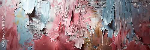 Abstract Painting Art, Grunge and Colorful Brush Strokes on Canvas, Creative Design Background