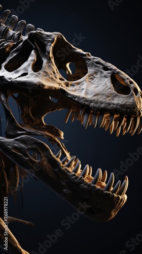 Dive deep into the world of dinosaurs with visually striking artwork of fossilized skeletons