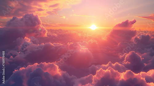red sky clouds and sun sunset background
