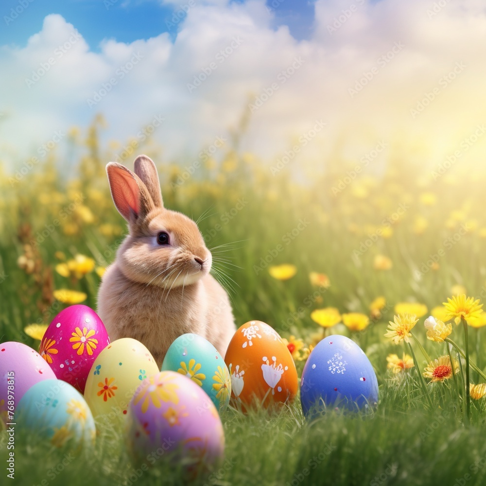 Easter bunny on the lawn. Easter bunny on the lawn.