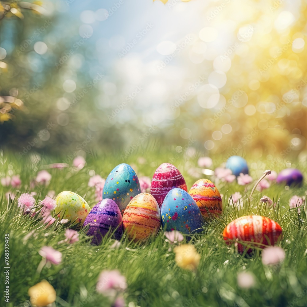 Easter eggs on the lawn. Easter eggs on the lawn.