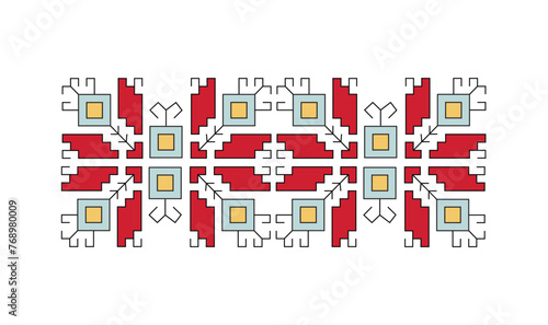 Embroidery, folk motif, element - vector, icon.