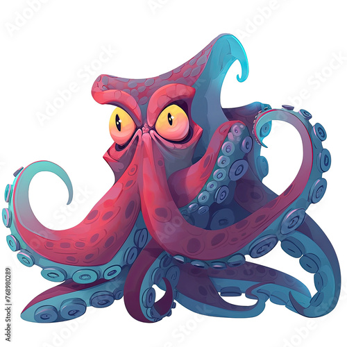 An illustration of a kraken octopus with large eyes