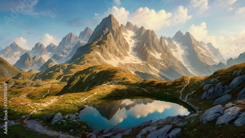 An expansive view of a mountainous landscape