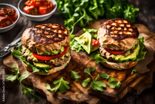 Turkey meat burgers with avocado 