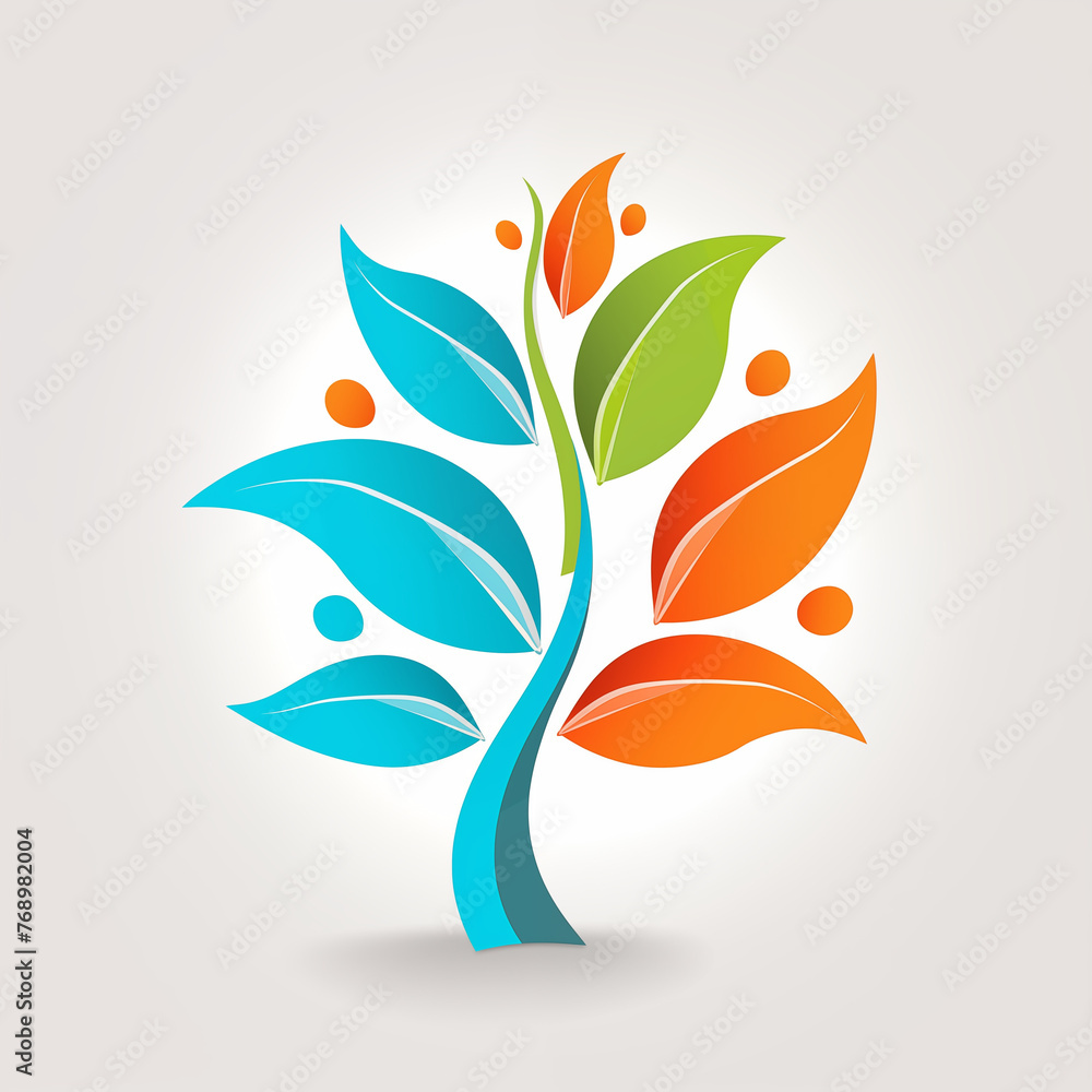 Fototapeta premium Abstract tree with leaves. Ecology concept. Vector illustration.