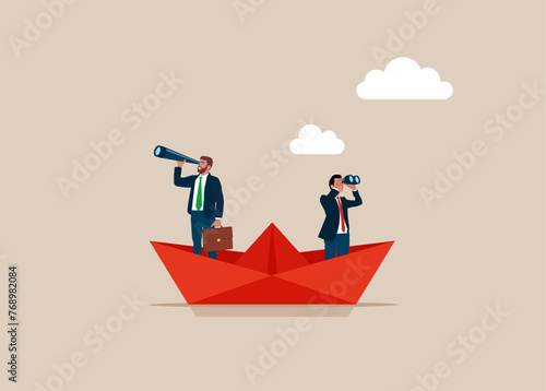 Different points of view. Leader and employee conflict. Business direction. Flat vector illustration