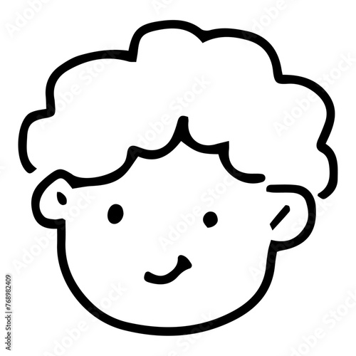 face icon cute doodle black line