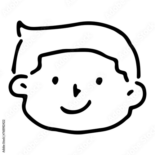 face icon cute doodle black line