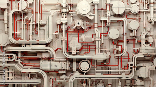 Fototapeta Naklejka Na Ścianę i Meble -  Background with metallic panels texture, wires and circuit. Spaceship hull wall technology background.